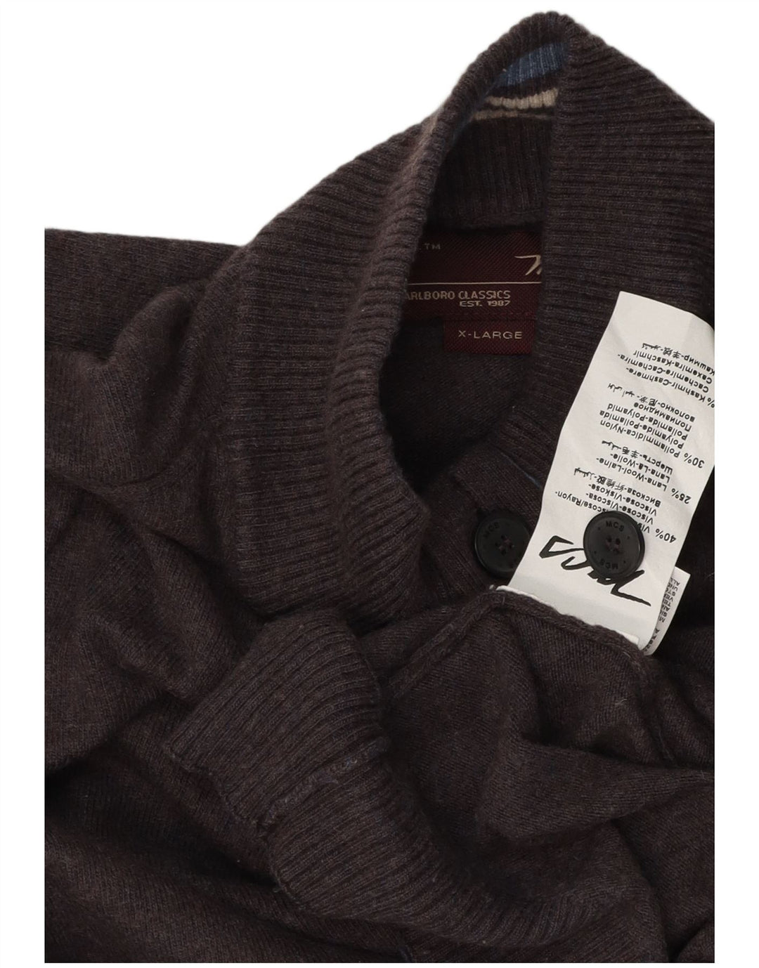 MARLBORO CLASSICS Ženski džemper s dugmadima i ovratnikom UK 18 XL Sivi rajon