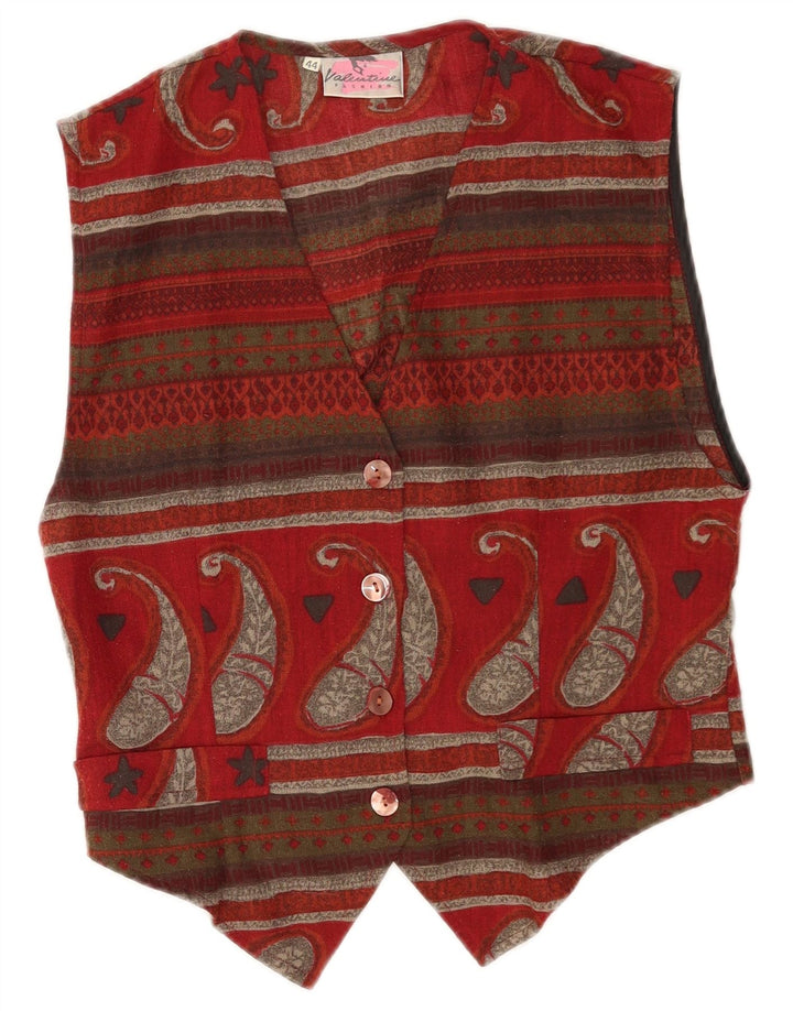 Vintage ženski prsluk IT 44 Medium Burgundy Paisley poliester