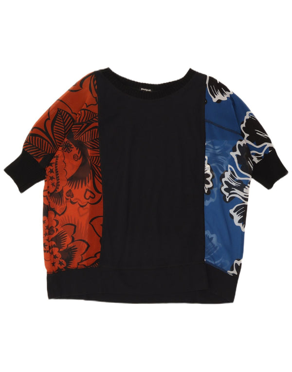 Desigualov gornji dio majice kratkih rukava s velikim crtežima UK 10, mali crni cvjetni