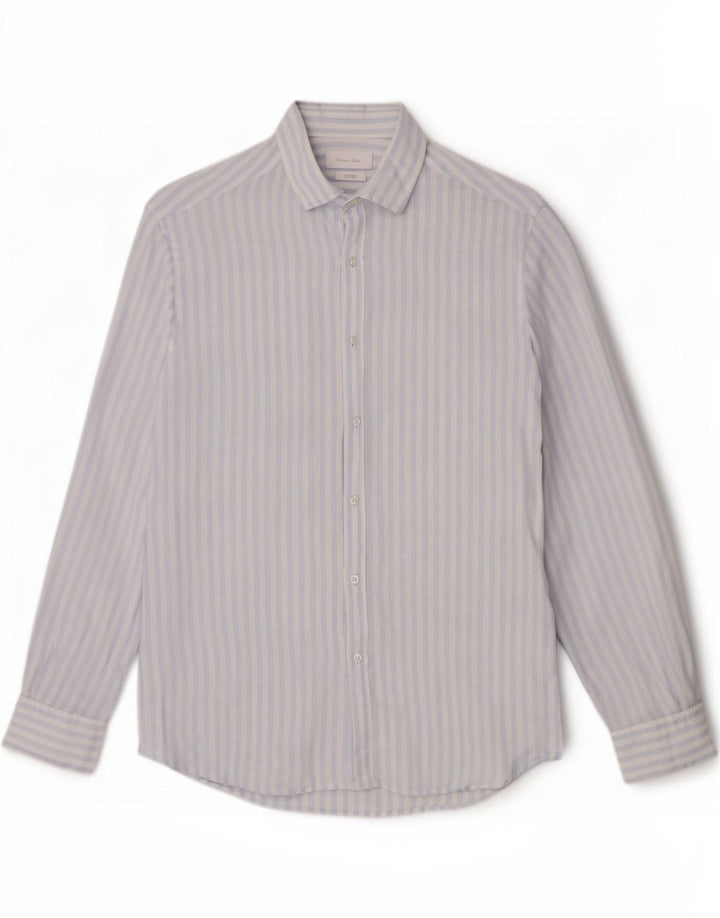 Massimo Dutti Muška košulja Large Blue Pinstripe Lan