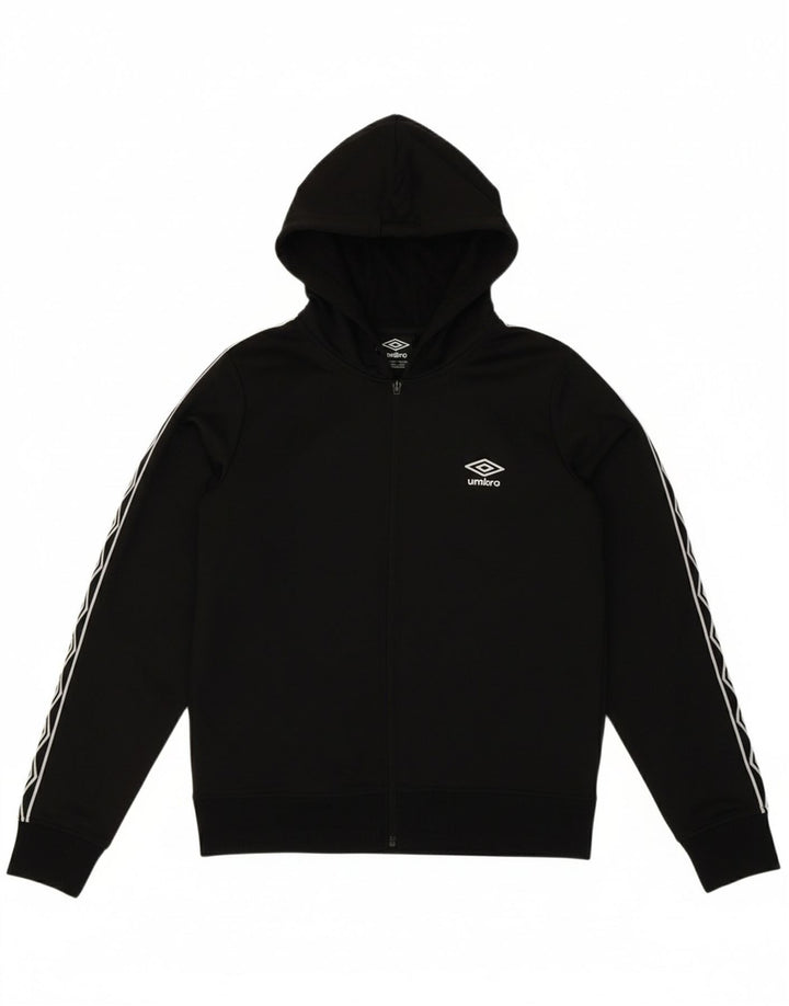 UMBRO Womens Graphic Zip Hoodie Sweater UK 10 Small Black Polyester