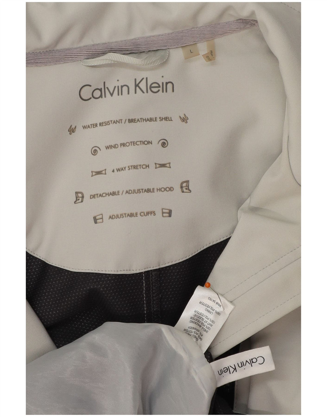 CALVIN KLEIN Ženska vjetrovka s kapuljačom UK 16 Veliki sivi poliester