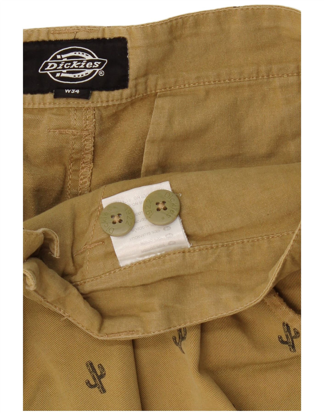 DICKIES Muške chino kratke hlače W34 Veliki pamuk na točkice bež boje
