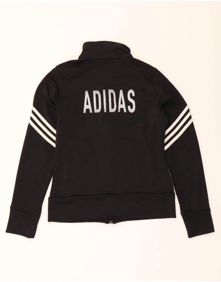 ADIDAS Womens Graphic Tracksuit Top Jacket UK 10 Small Black Polyester Vintage Adidas and Second-Hand Adidas from Messina Hembry 