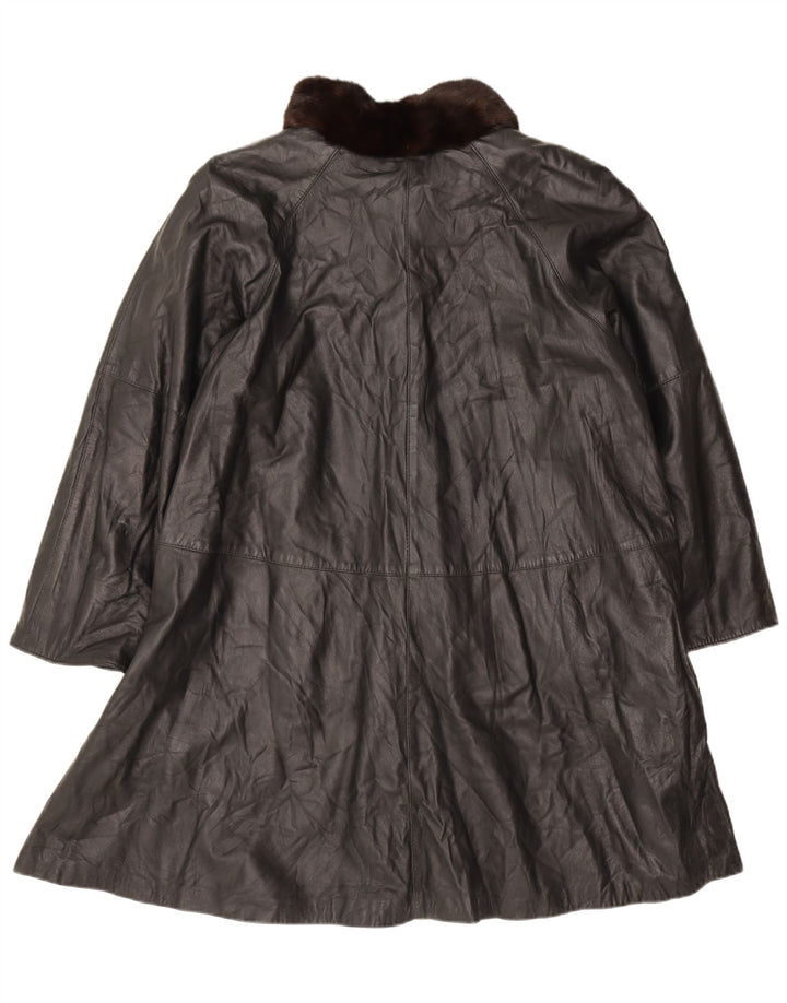 Vintage ženski preveliki kožni kaput IT 46 veliki crni kožni