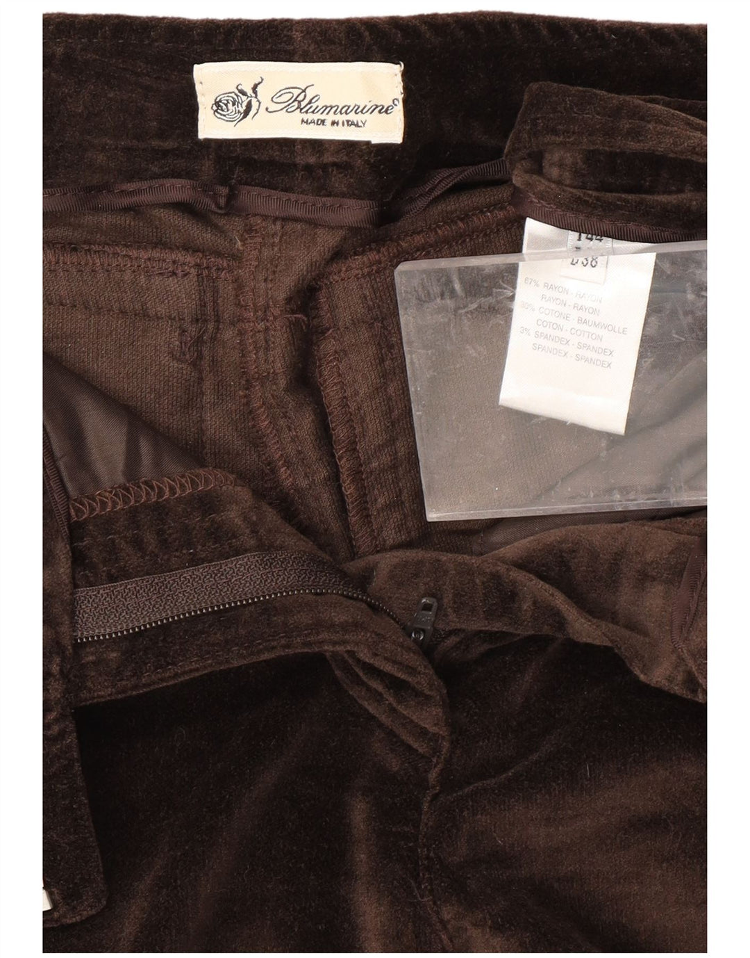 BLUMARINE Ženske baršunaste uske ležerne hlače IT 44 Srednje W32 L30 Smeđe