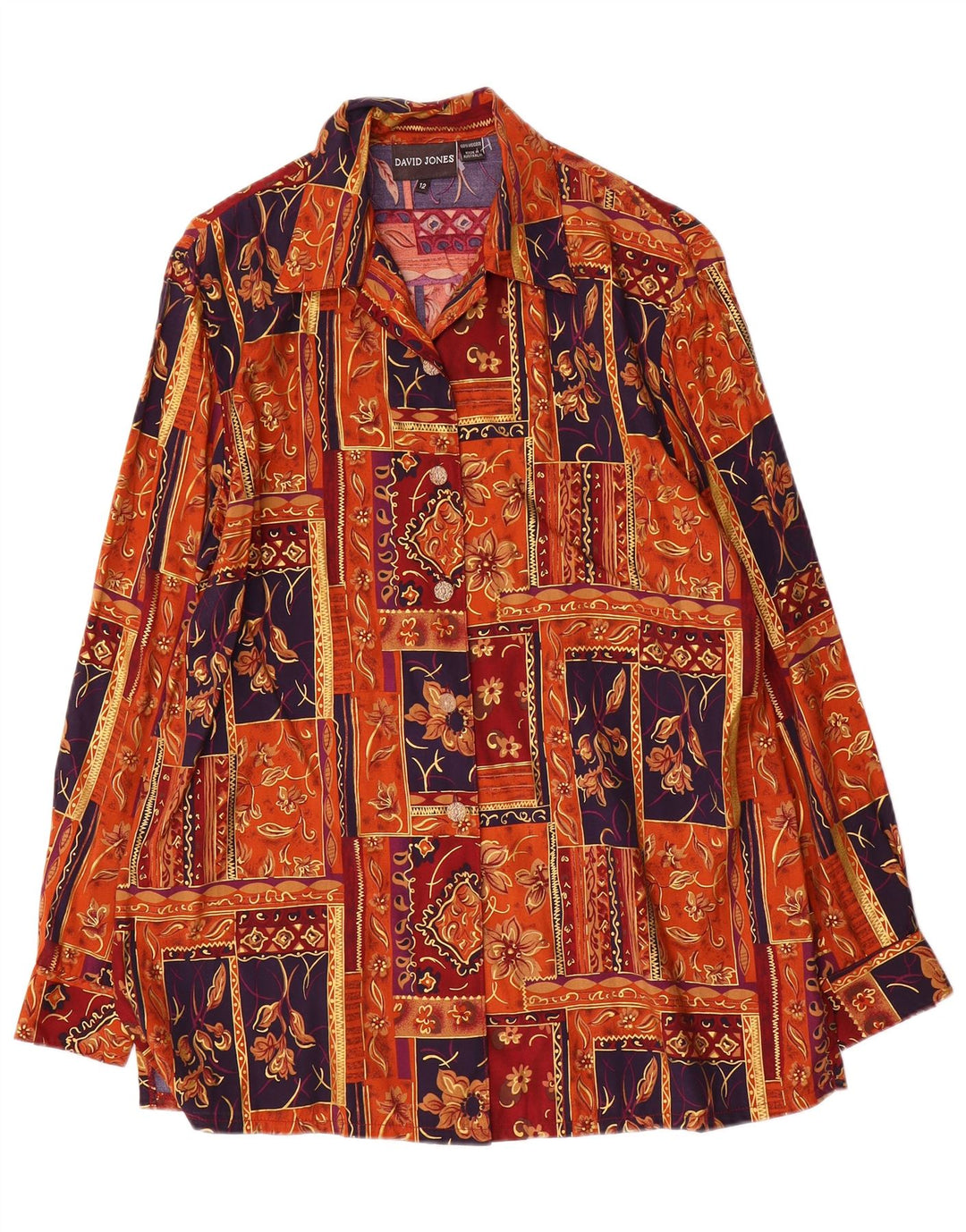 David Jones Ženska košulja bluza US 12 Velika višebojna patchwork viskoza