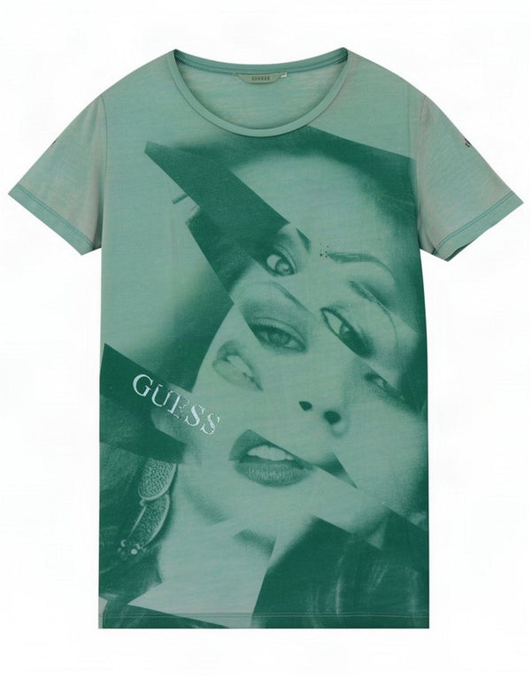 Guess ženska majica s grafičkim motivima UK 6 XS zeleni poliester