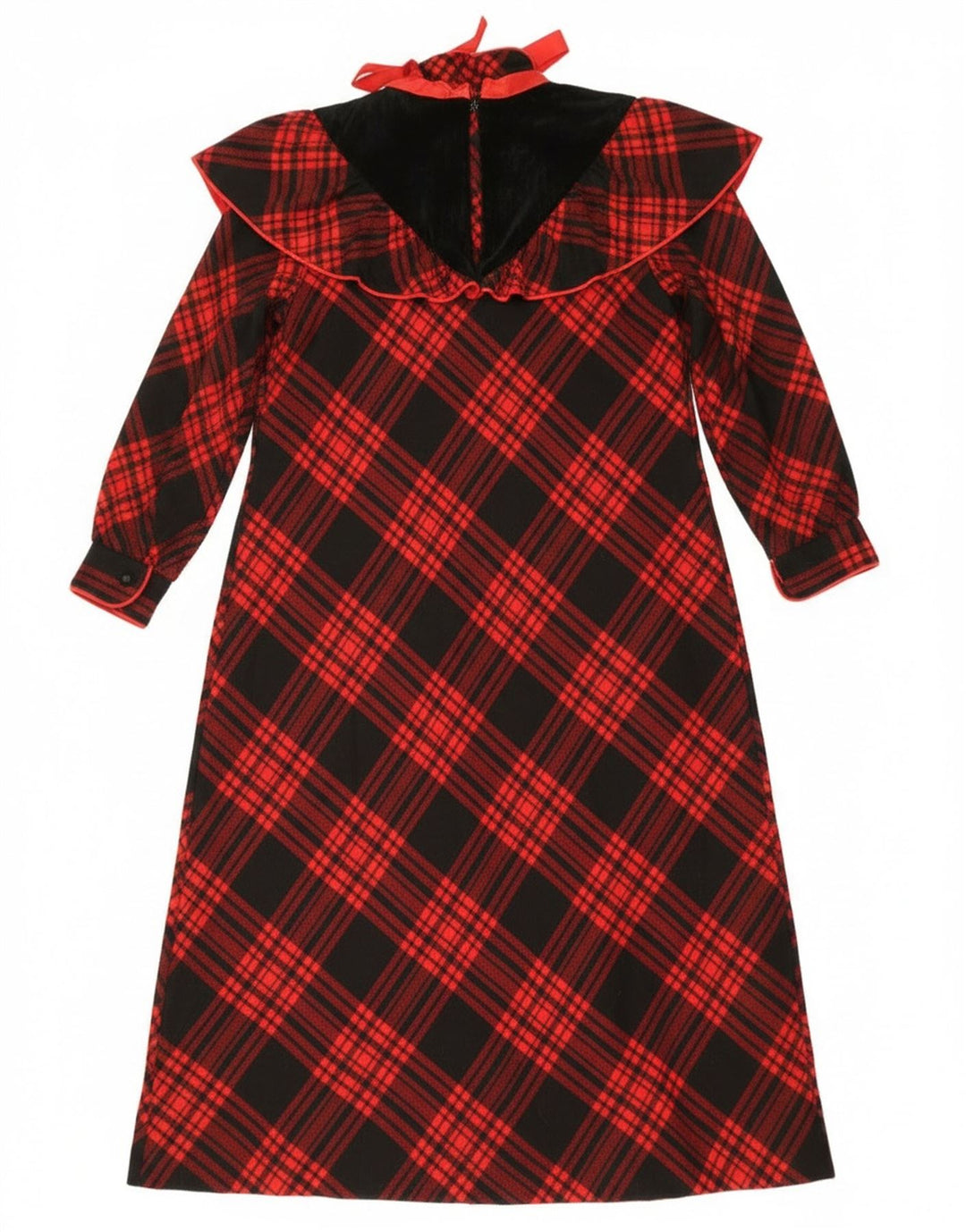 Vintage ženska maksi haljina košulja UK 14 Veliki crveni karirani vuneni