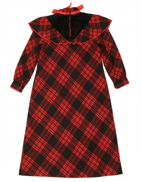 Vintage ženska maksi haljina košulja UK 14 Veliki crveni karirani vuneni