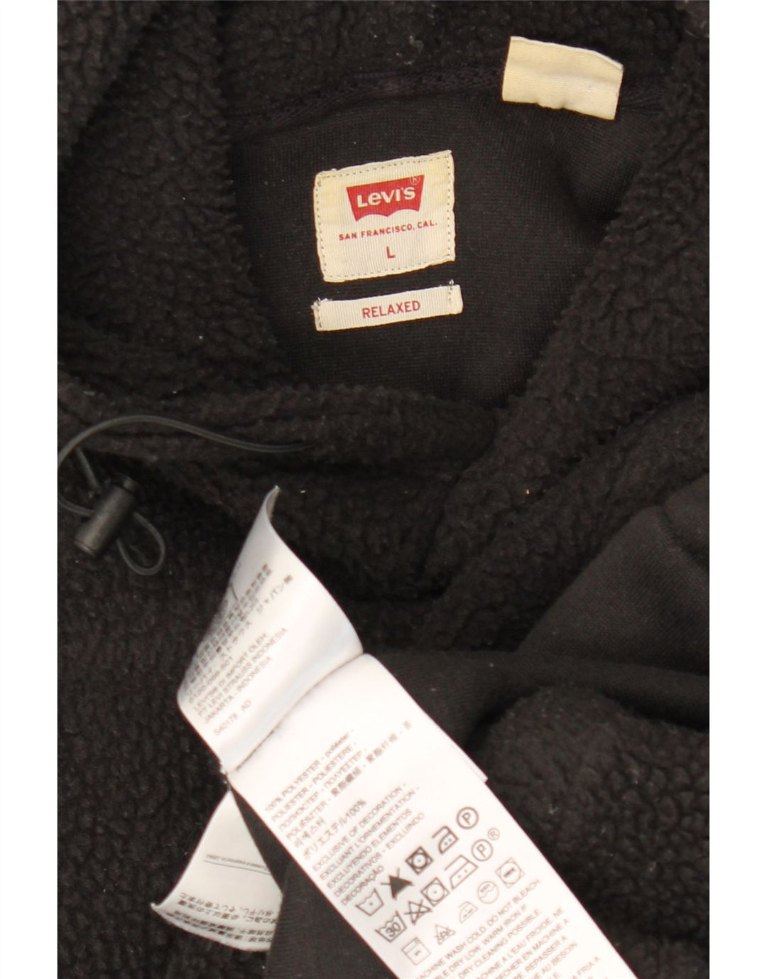LEVI'S muški opušteni džemper od flisa s kapuljačom, veliki crni poliester