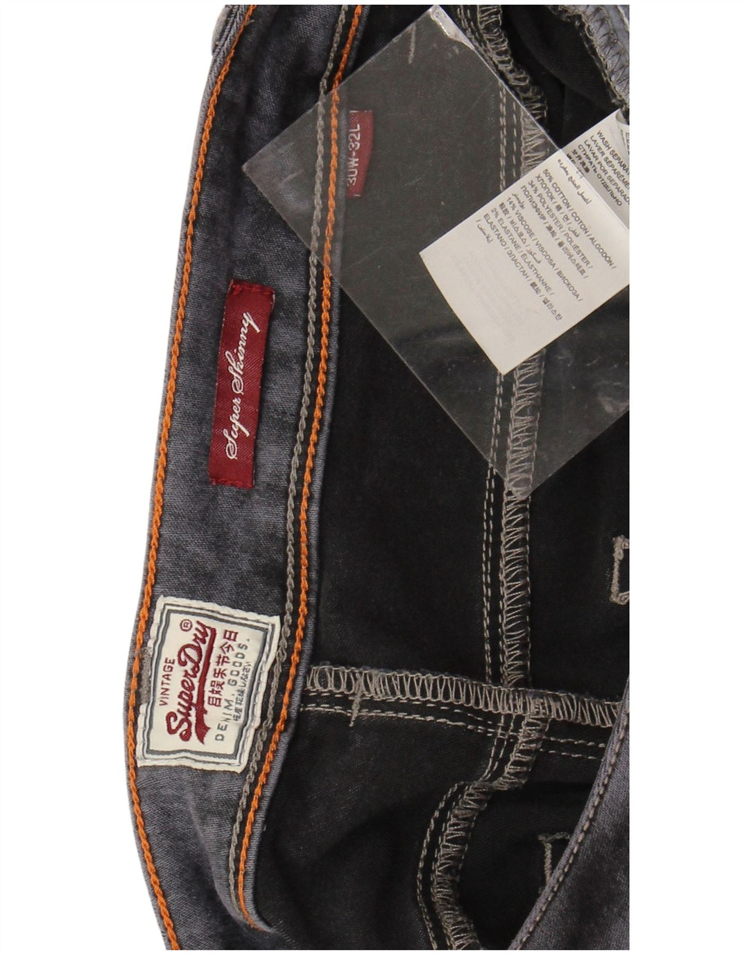SUPERDRY Ženske super uske traperice W30 L32 Sivi pamuk