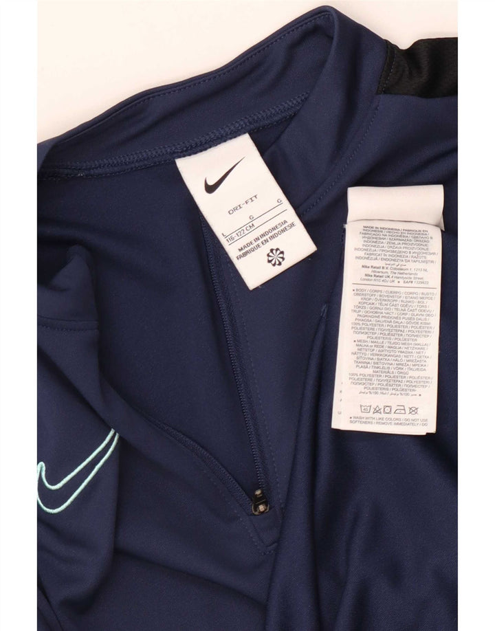 Nike Boys Dri Fit Pullover Trenirka Top 6-7 Year Large tamnoplava