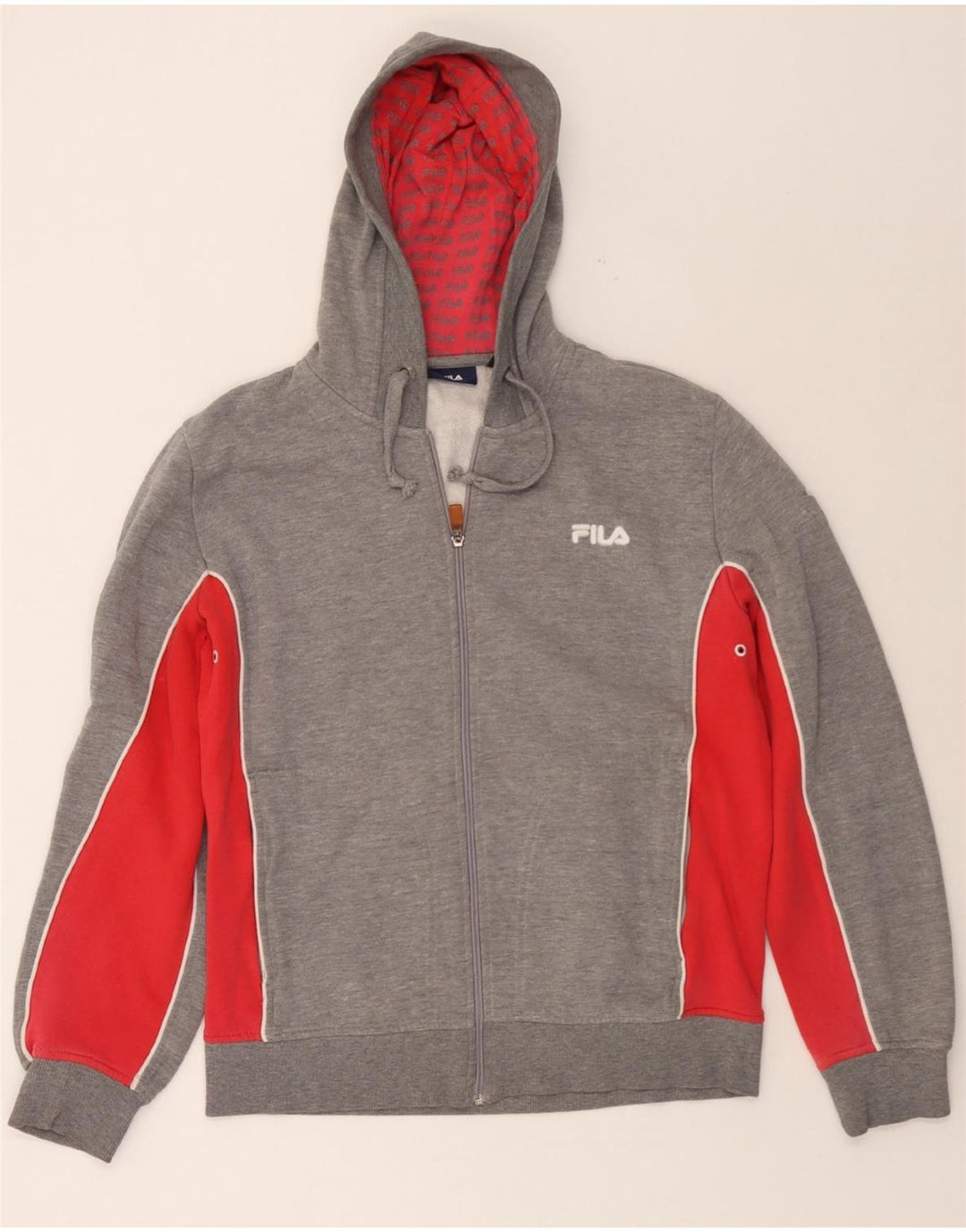 FILA Mens Zip Hoodie Sweater Medium Grey Colourblock Cotton Vintage Fila and Second-Hand Fila from Messina Hembry 
