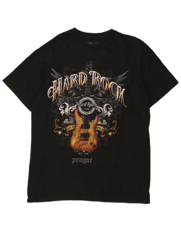 Velika crna pamučna muška majica s grafikom Hard Rock Cafe Prague
