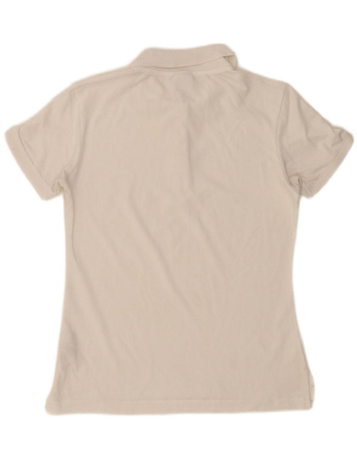CHAMPION Womens Polo Shirt UK 12 Medium White Cotton