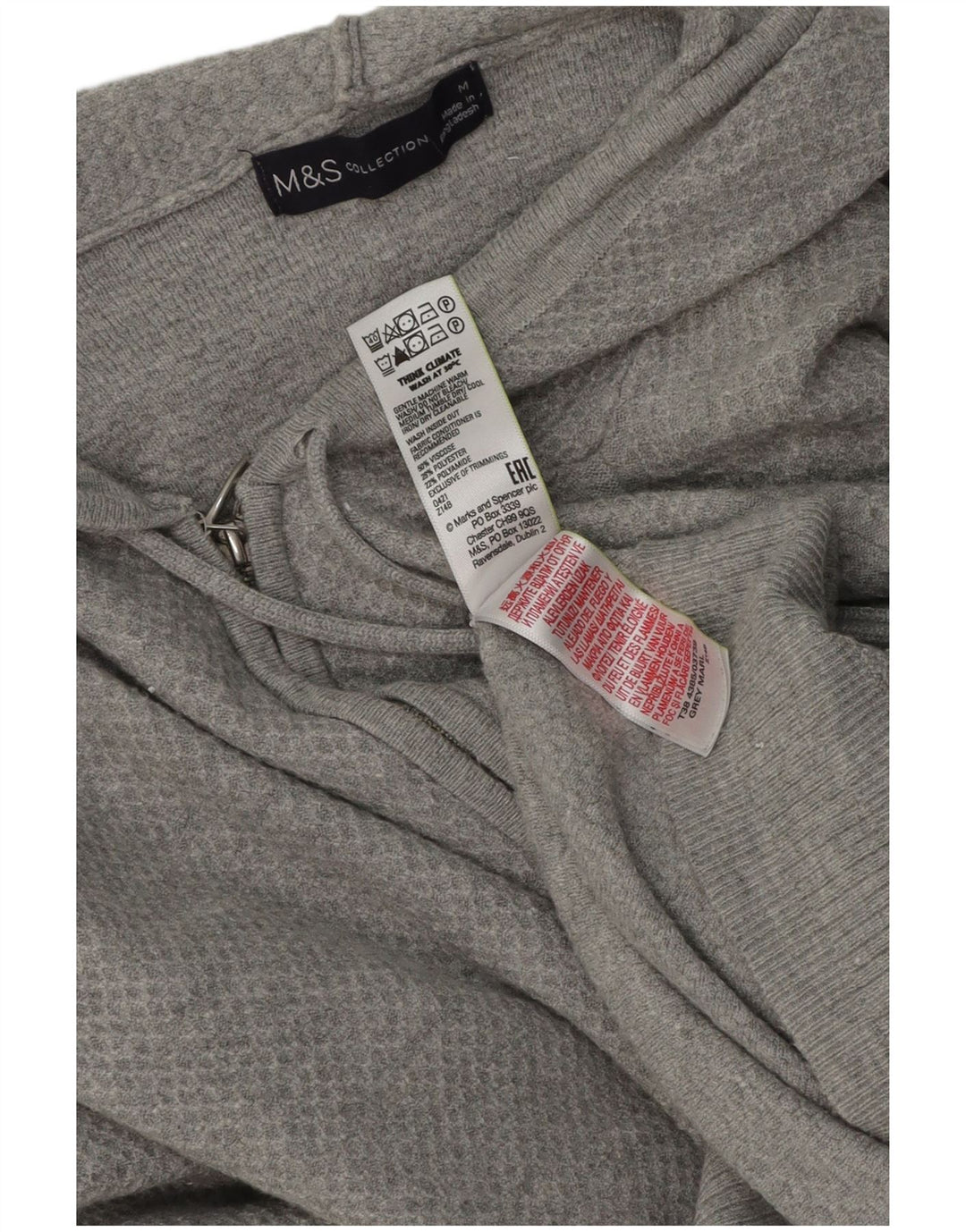 Marks & Spencer ženski pulover s kapuljačom s patentnim zatvaračem UK 14 srednje siva viskoza