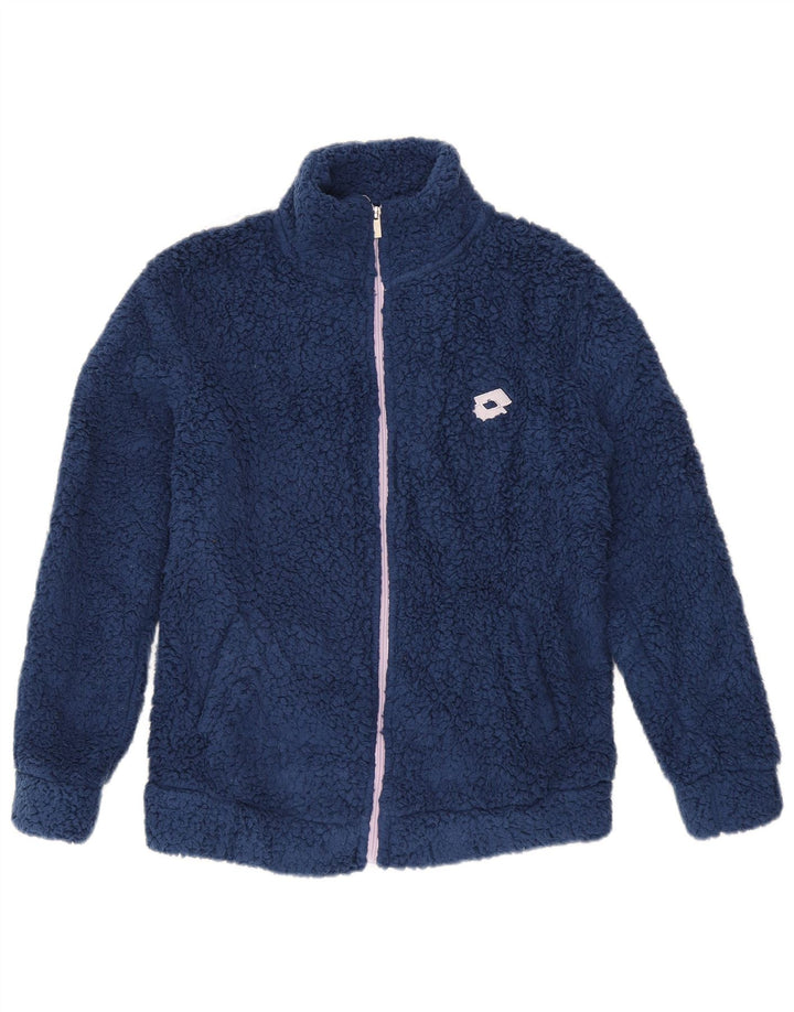 LOTTO Womens Graphic Fleece Jacket UK 14 Medium Navy Blue Polyester