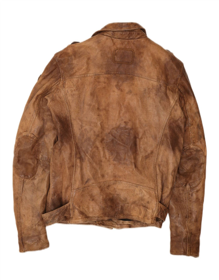 TIGHA Womens Leather Jacket UK 14 Medium Brown Vintage Tigha and Second-Hand Tigha from Messina Hembry 