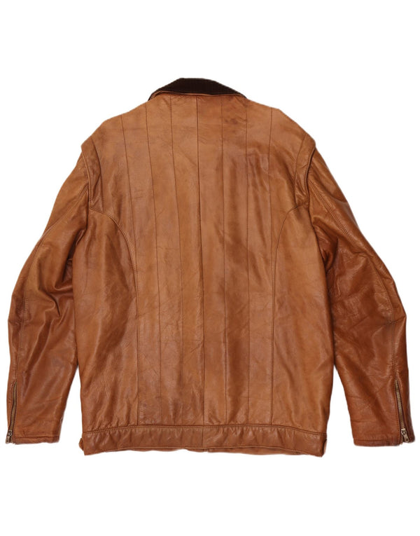 Vintage muška vojna kožna jakna IT 54 2XL smeđe boje