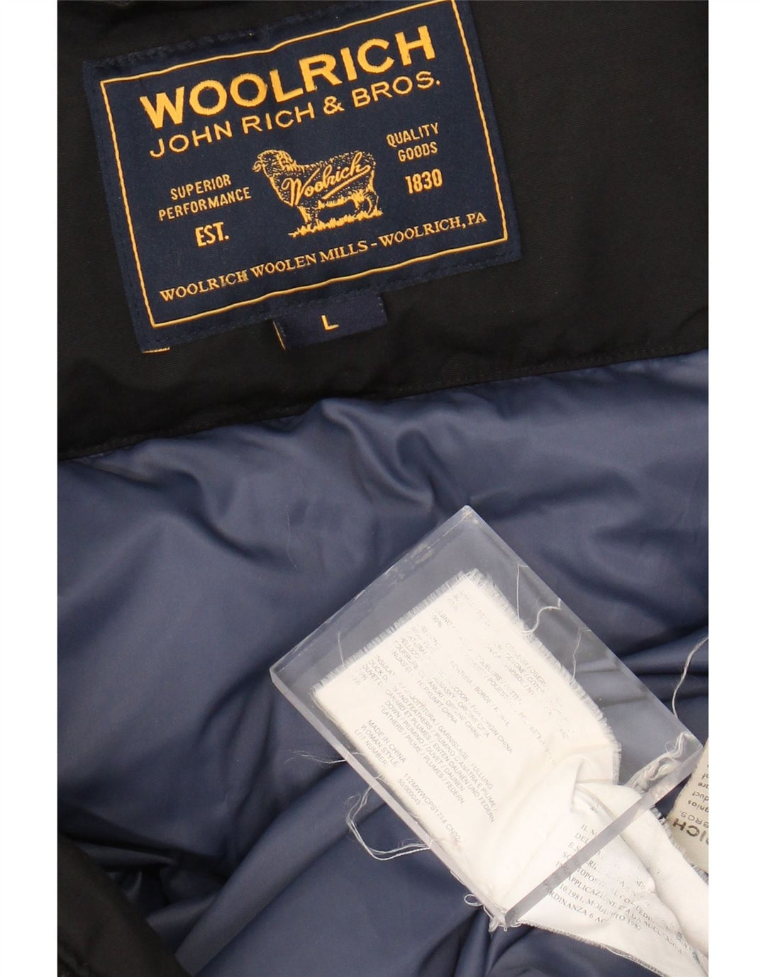 Woolrich ženski podstavljeni kaput UK 14 veliki crni pamuk