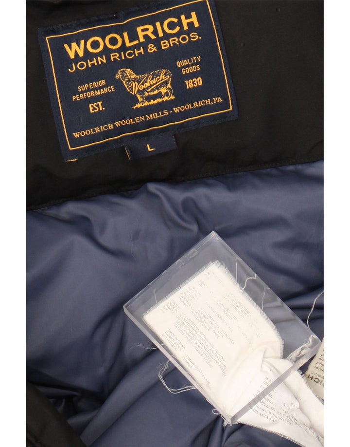 Woolrich ženski podstavljeni kaput UK 14 veliki crni pamuk