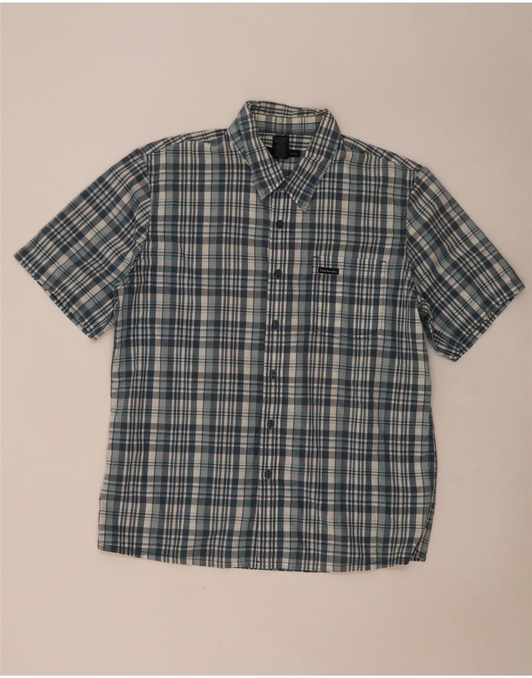 Calvin Klein Jeans muška košulja kratkih rukava XL plavi pamuk na karo