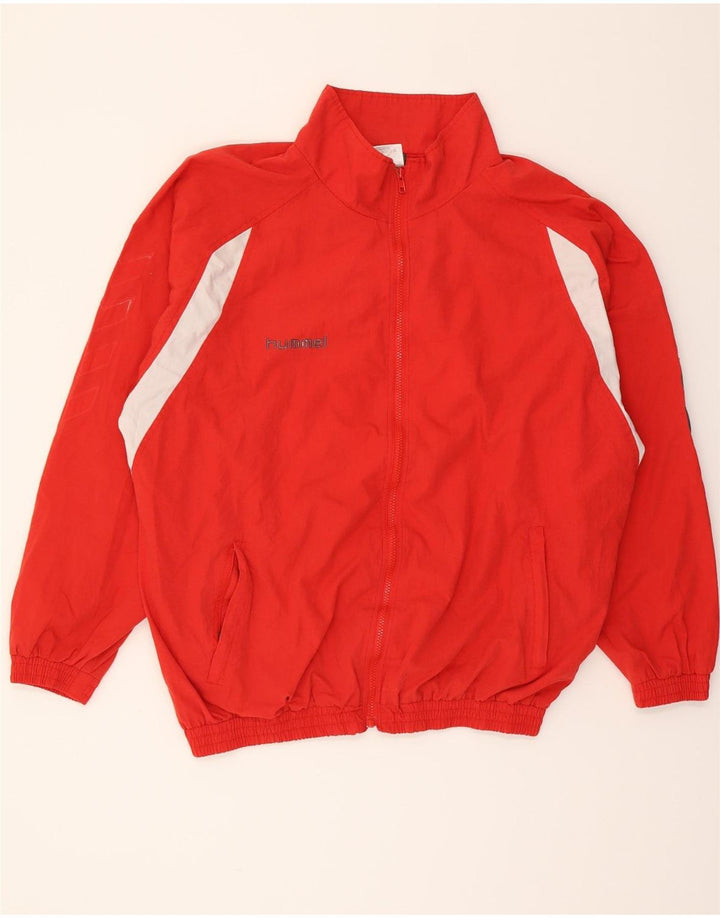 HUMMEL Mens Tracksuit Top Jacket UK 44/46 XL Red Colourblock Polyester Vintage Hummel and Second-Hand Hummel from Messina Hembry 