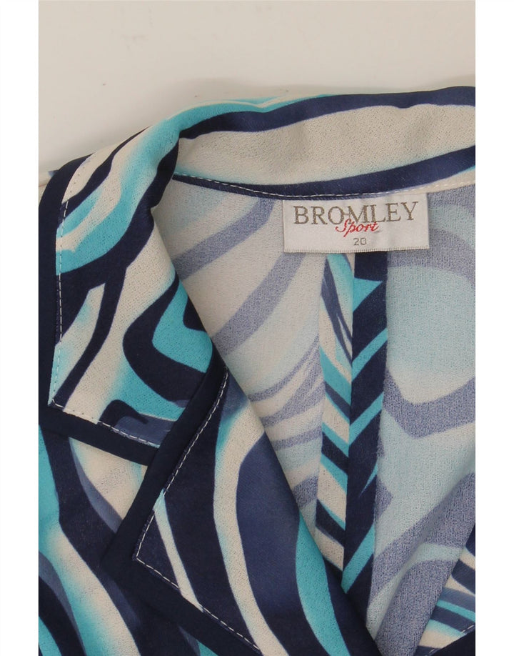 BROMLEY  Womens Abstract Pattern A-Line Dress UK 20 2XL Blue Polyester Vintage Bromley and Second-Hand Bromley from Messina Hembry 