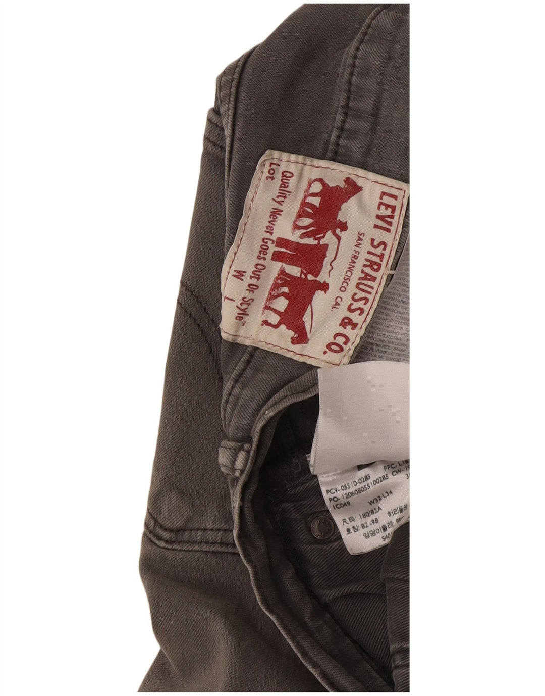 Levi's muške uske traperice W32 L34 sivi pamuk