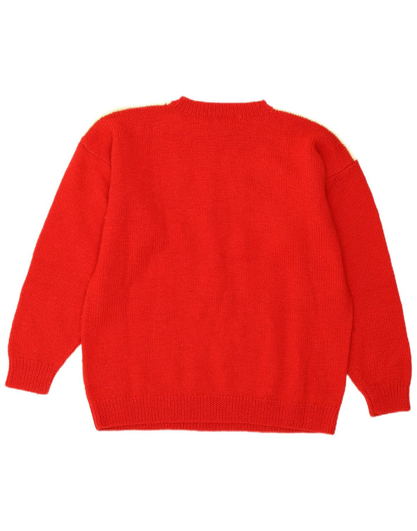 Vintage ženski džemper s okruglim izrezom UK 16 Large Red Fair Isle