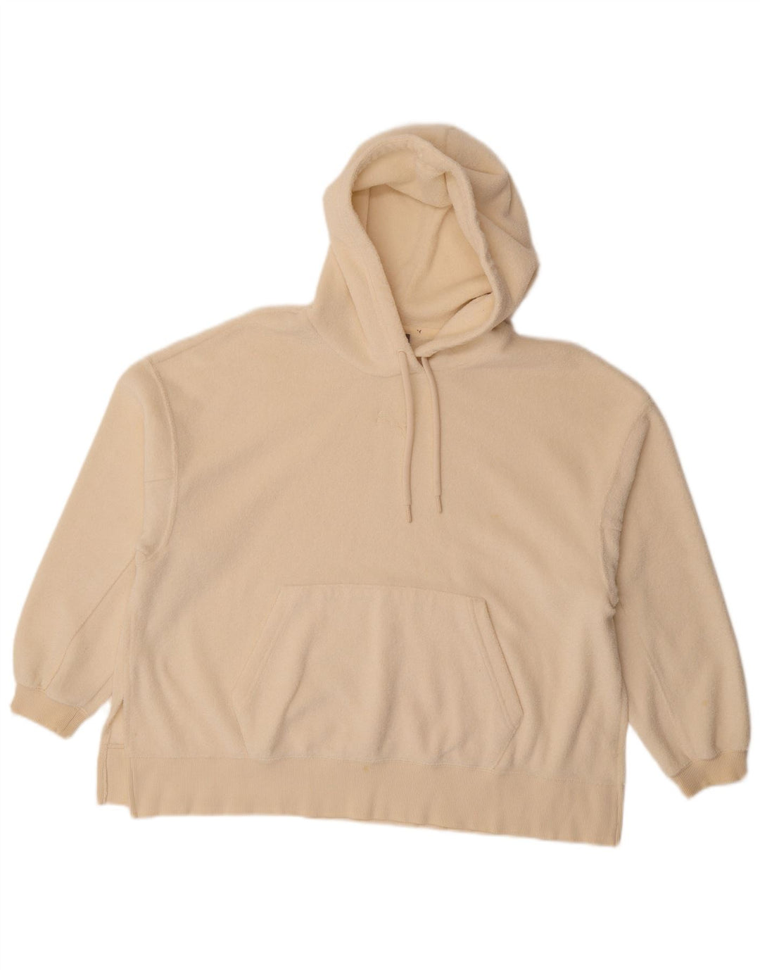 PUMA Womens Oversized Velour Hoodie Jumper UK 10 Small Beige Polyester