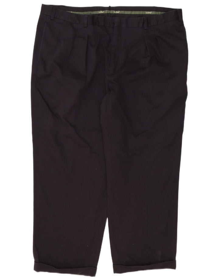 L.L.BEAN Mens Pegged Chino Trousers W46 L29 Navy Blue Cotton