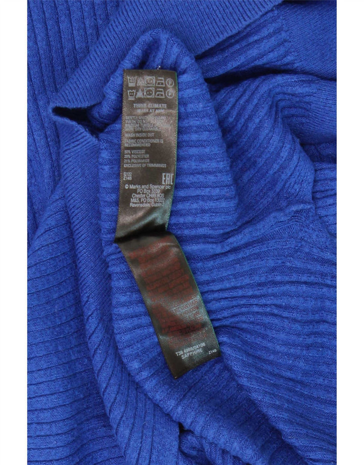 Marks & Spencer ženski pulover s izrezom i patentnim zatvaračem UK 10 Mala plava viskoza