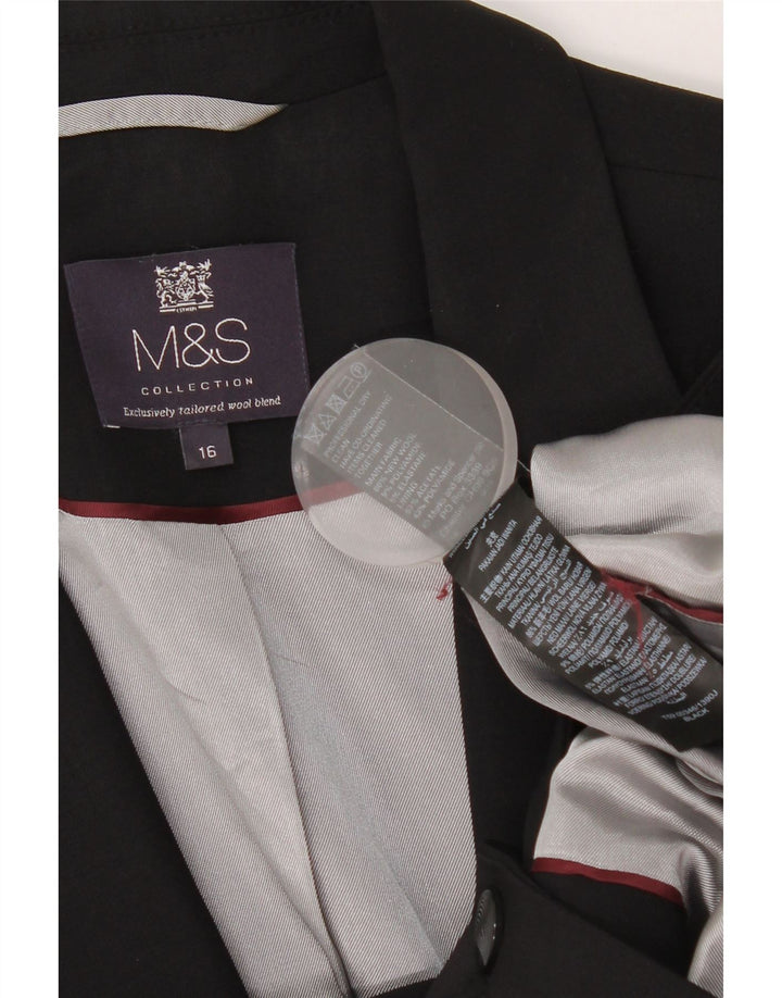 Marks & Spencer ženski sako sa 1 gumbom UK 16 Velika crna nova vuna
