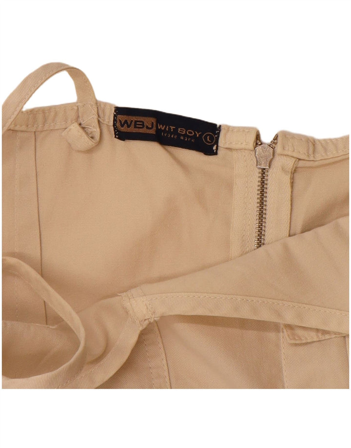 WIT BOY Ženska slip haljina UK 14 Velika bež pamuk