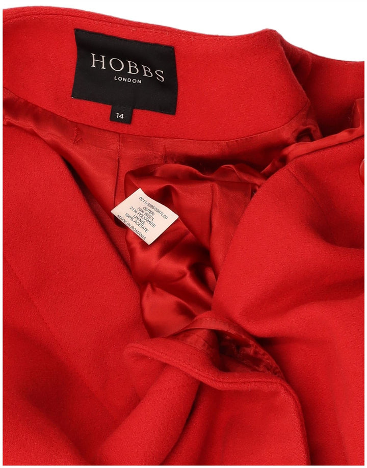 HOBBS Womens Overcoat UK 14 Large Red Wool