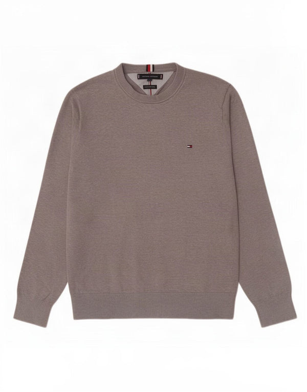 Tommy Hilfiger Mens Crew Neck Jumper Sweater Medium Grey Cotton