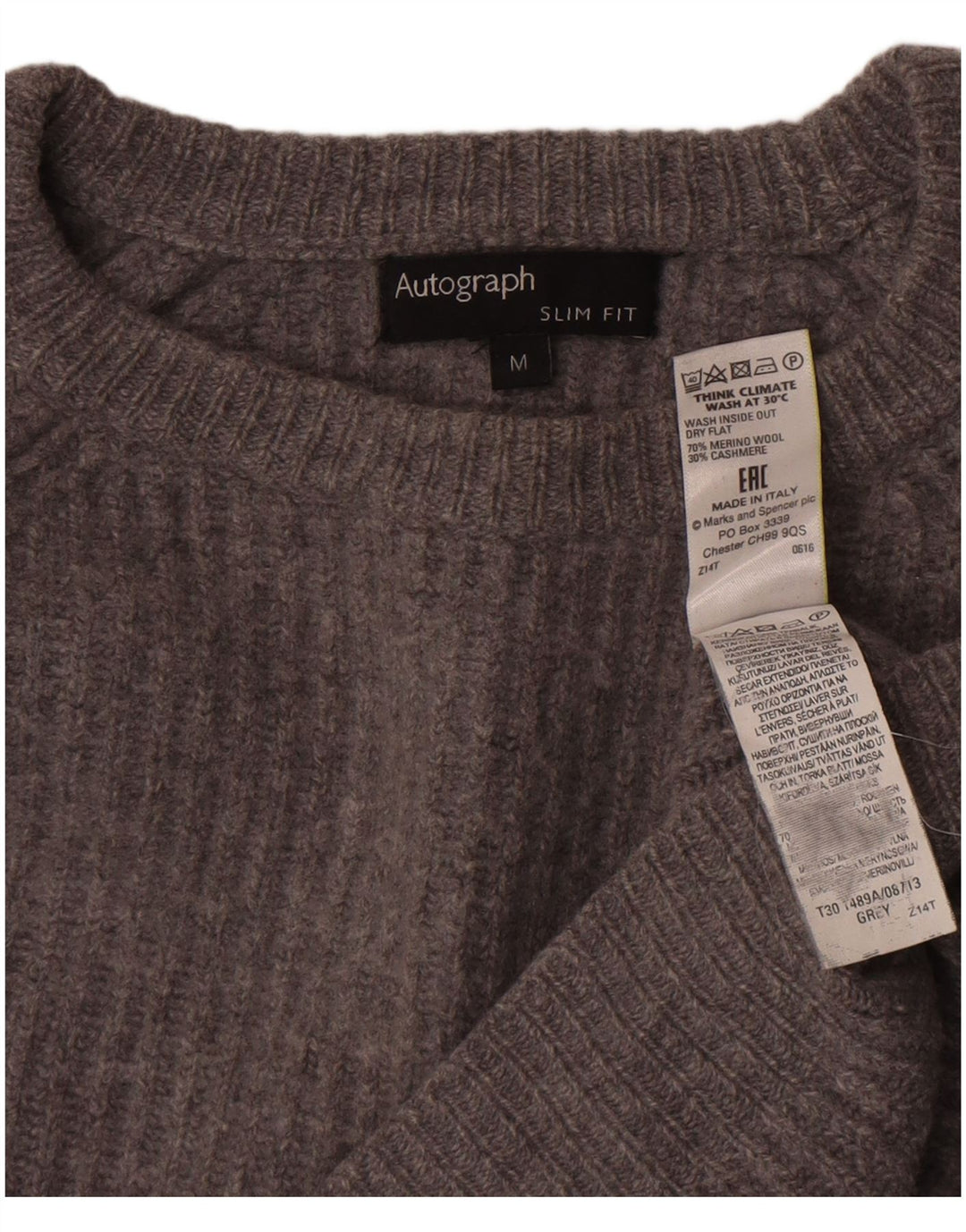 Marks & Spencer ženski pulover s kratkim izrezom UK 14 srednje siva
