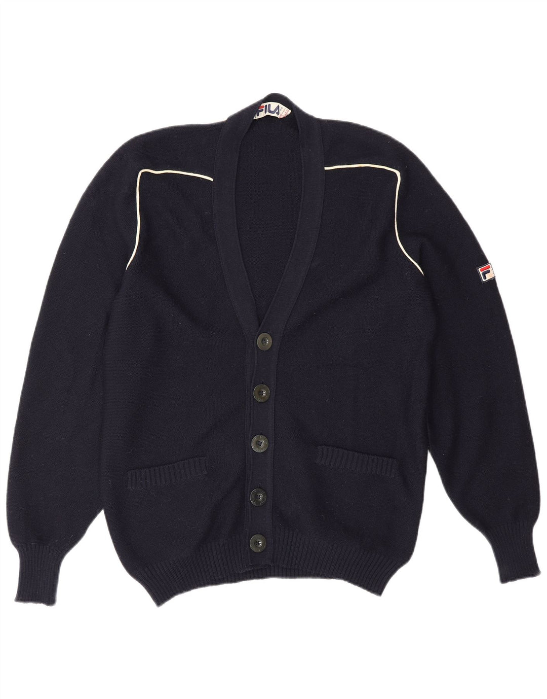 Fila muški kardigan džemper IT 48 srednje tamnoplava vuna