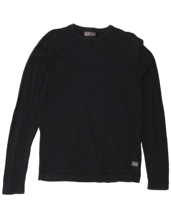 Jack & Jones muški pulover s okruglim izrezom mali crni pamuk