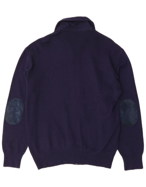 Vintage muški kardigan džemper srednje tamnoplave vune