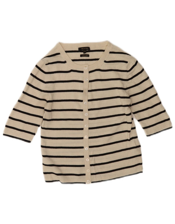 Massimo Dutti ženski kratki kardigan pulover UK 10 Small off white prugasti