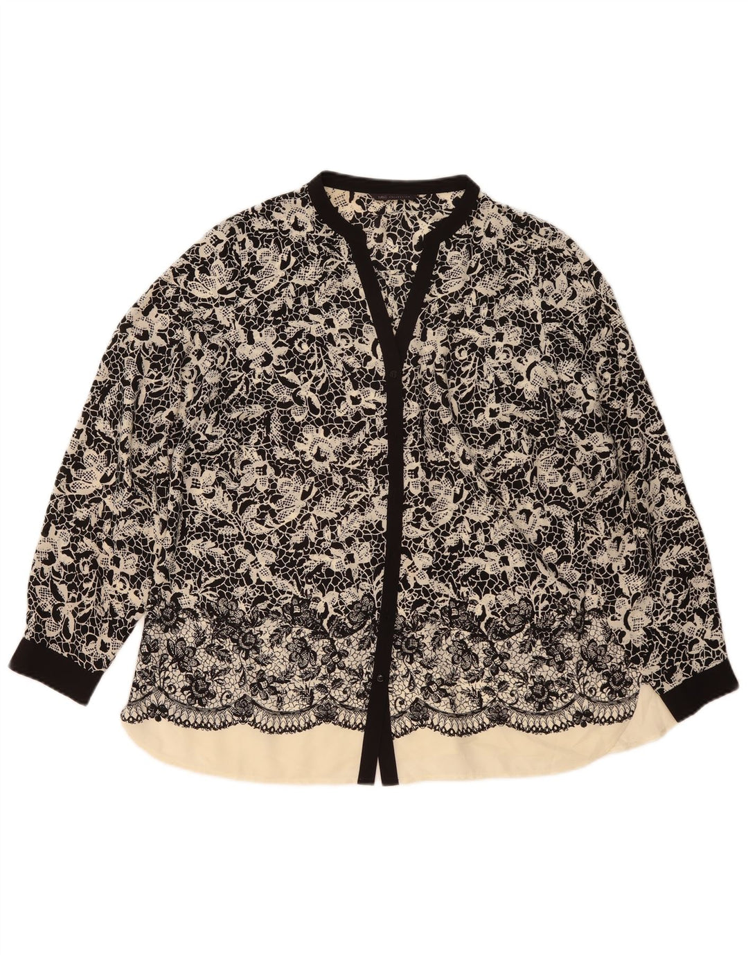 Marks & Spencer ženska košulja bluza UK 20 2XL crna s cvjetnim uzorkom, poliester