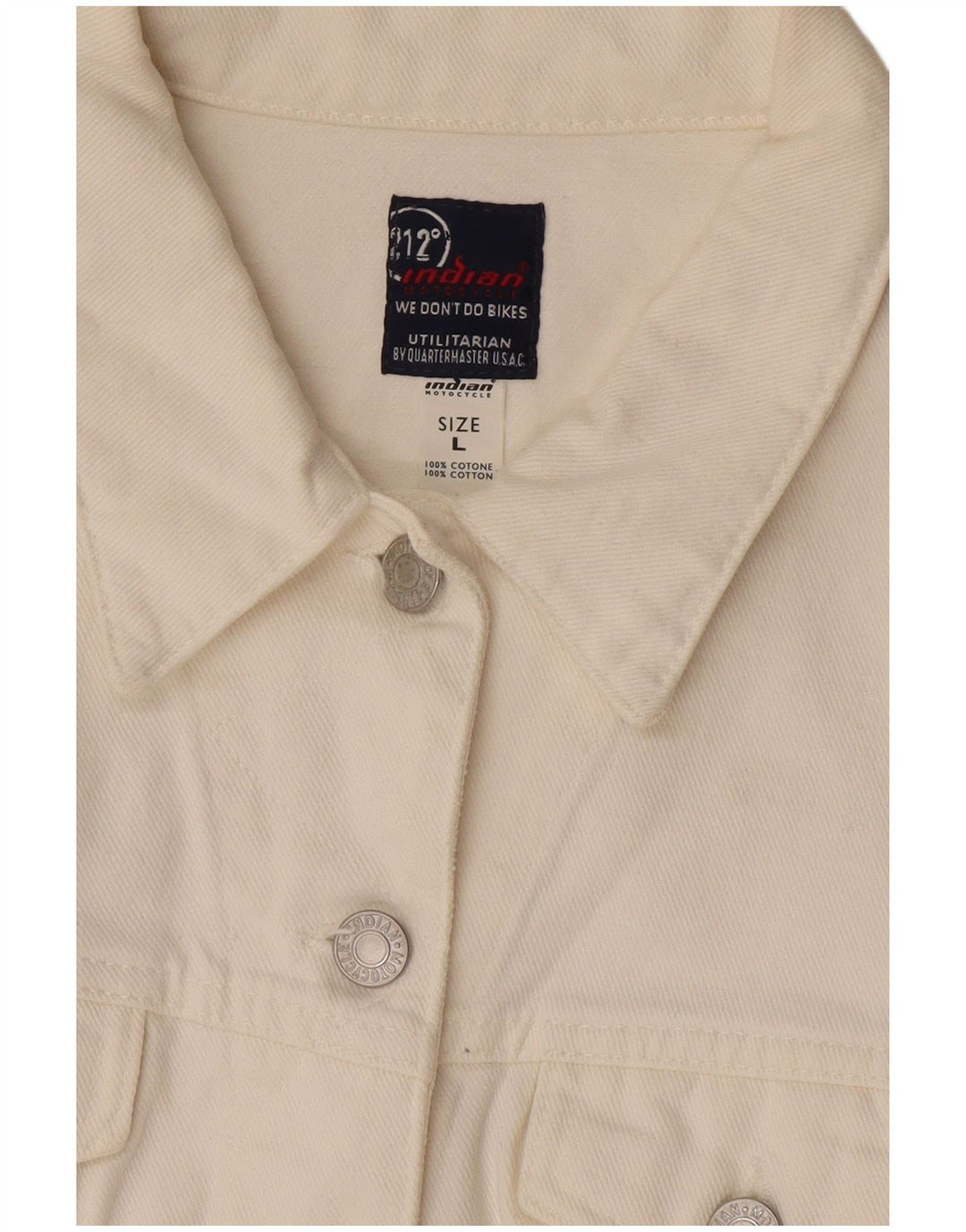 Indian Motocycle ženska jakna od trapera UK 14 Veliki bijeli pamuk