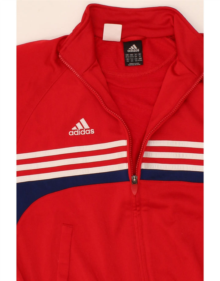 ADIDAS Boys Tracksuit Top Jacket 11-12 Years Red Striped Polyester Vintage Adidas and Second-Hand Adidas from Messina Hembry 