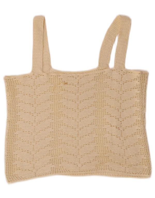 Vintage ženska majica s heklanim kacigama UK 10 Small Off White