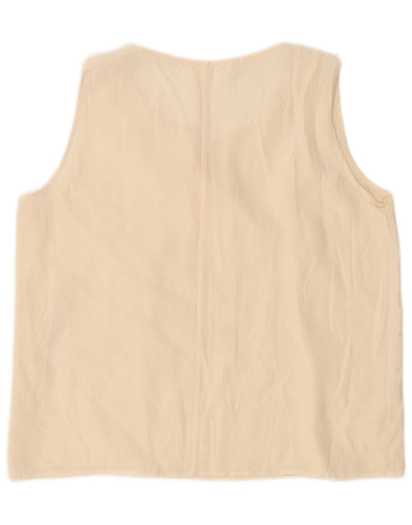 Vintage ženska kratka majica bez rukava UK 14 Large Off bijela svila