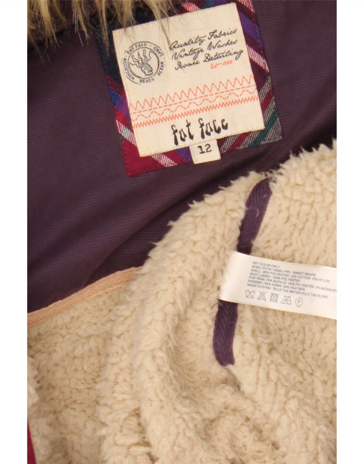 Fat Face Ženska podstavljena jakna s kapuljačom UK 12 Srednje ljubičasti poliester