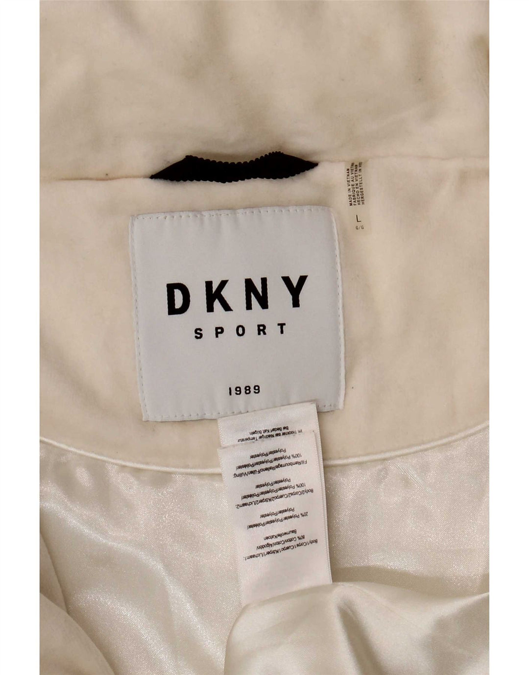 Dkny Ženska grafička podstavljena jakna UK 16 Veliki bijeli pamuk